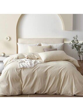 NWT King Duvet Cover Set 3PCs 700 Thread Count Ivory Bedding Cotton Blend